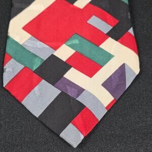 Je Suis Men's Multi-Color Geometric Art Deco 100% Silk Necktie